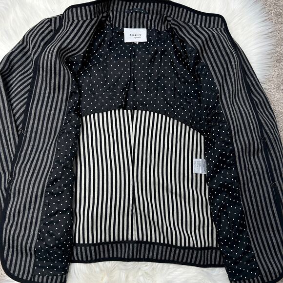 AKRIS PUNTO Wool Blazer Womens Size 10 Striped Professional Work Career Corpcore - Picture 2 of 10
